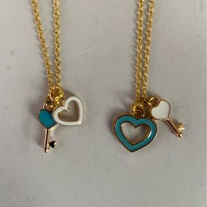 Best Friend Heart and Key Necklace Set